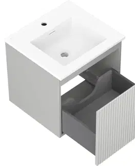 Kúpeľňový nábytok MEXEN/S - Rivel kúpeľňová skrinka 50 cm s umývadlom Otis, 1 šuplík, reliéf, šedá mat/biela mat 91A20-05047-1-BF62-W18M01