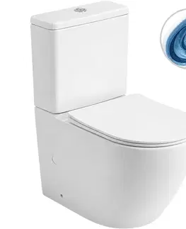 Záchody CERANO - WC kombi Cesso, Vortex - vírové splachovanie + Slim/SoftClose sedátko - spodný/zadný odpad - biela lesklá - 61,8x38 CER-680356