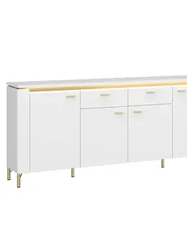 Komody do spálne Komoda Lazio LAZK03 U008/U080 4D2S biela/biela alpský