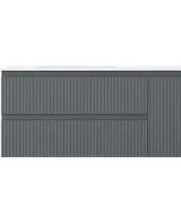 Kúpeľňový nábytok MEXEN/S - Rivel kúpeľňová skrinka 120 cm s umývadlom Vela ľavá, 2S, 1D, reliéf, grafit/biela mat 91A23-12047-3-BBFFF66-W23L01