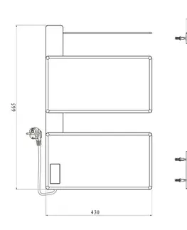 Radiátory do kúpeľne Mereo Elektrický sušiak uterákov, 2 moduly, čierny MT81B