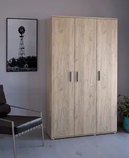 Šatníkové skrine KONDELA Servo Typ 2 trojdverová šatníková skriňa dub artisan