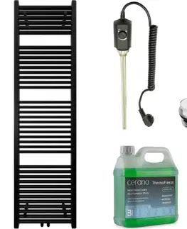 Doplnky do kúpeľne CERANO - Kúpeľňový elektrický radiátorový set Lincoln - 600W - čierna matná - 1800x500 mm CER-978845