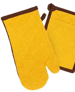 Chňapky Trade Concept Chňapka a podložka Heda žltá/hnedá, sada 2 ks