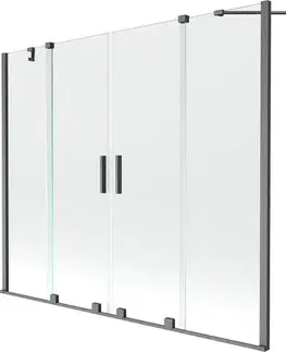 Sprchové dvere MEXEN/S - Velar Duo Dvojkrídlová posuvná vaňová zástena 200 x 150, transparent, šedá kartáčovaná 896-200-000-02-66