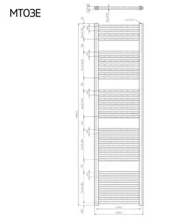 Radiátory do kúpeľne Mereo Vykurovací rebrík rovný 450x1690 mm, biely, elektrický MT03E