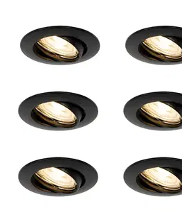 Zapustené svietidlá Sada 6 čiernych zapustených bodových svetiel GU10 35 mm - Edu