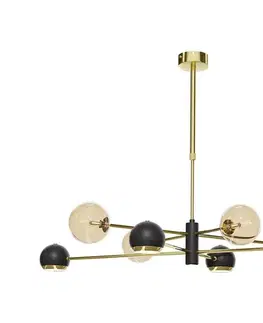 Svietidlá Jupiter 1972 - Luster na tyči MOKA 4xGU10/10W/230V + 4xG9/10W/230V zlatá/čierna/béžová 1972