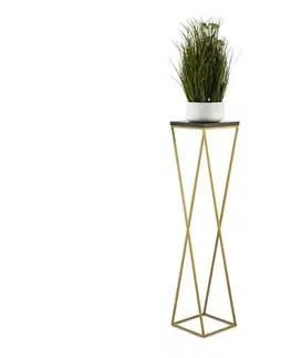 Stojany na kvetiny HowHomely Stojan na kvety LOFT 100x24 cm zlatá/čierna 10-1631-100-GB-MDF