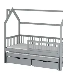 Detské postele Posteľ Domček Papi 90x200 sivá