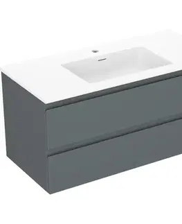 Kúpeľňový nábytok MEXEN/S - Orio kúpeľňová skrinka 100 cm s umývadlom Otis, 2 zásuvky, grafit mat/biela mat 91A10-10047-2-BFF66-W18M01