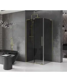 Sprchovacie kúty MEXEN/S - Velar L sprchovací kút, posuvné dvere 100 x 90, grafit, zlato 871-100-090-43-50