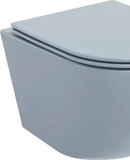 Záchody MEXEN - Lena Závesná WC misa Rimless vrátane sedátka s slow, Duroplast, šedomodrá mat 30224069