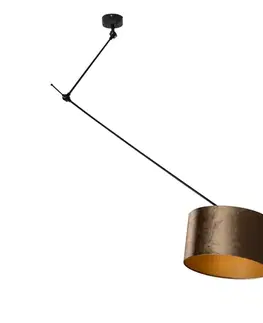 Závesné svietidlá Závesná lampa čierna s bronzovým zamatovým tienidlom 35 cm - Blitz