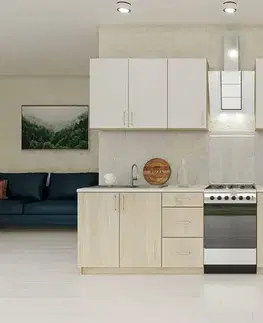 Kuchynské linky OLIVIA moderná kuchyňa 260, biela / dub Sonoma