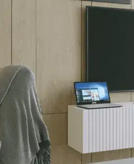 TV stolíky ArtExt Závesný TV stolík JOY | 150 cm Farba: Biela (drážky)
