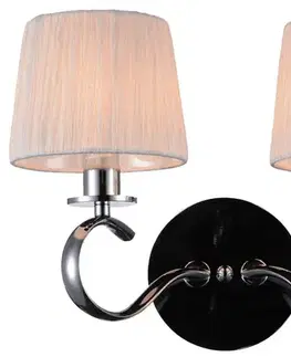 Nástenné svetlá Dvojitá chrómová nástenná lampa s bielym látkovým tienidlom Clara
