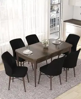 Jedálenské sety Extendable Dining Table & Chairs Set (7 Pieces) Nef - Baroque, Black