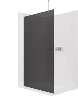Sprchovacie kúty CERANO - Sprchová zástěna Walk-in Onyx Top Round L/P - 8 mm - kulatá vzpěra - chrom, grafitové sklo - 130x200  CER-8050BD1424
