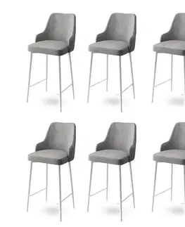 Barové stoličky Bar Stool Set (6 Pieces) Enox - Grey, White