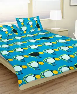 Detské obliečky Obliečky bavlnené detské Ovečky modré TiaHome - Detský set 130x90cm + 65x45cm