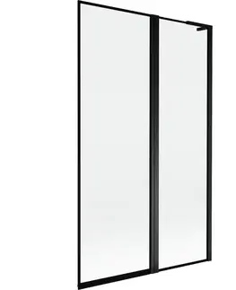 Sprchové dvere MEXEN/S - Mist L vaňová zástena 2-krídlová pravá 110 x 150, čierna okraj, čierna 8A9L-110-011-70-70-P