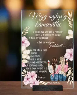 Tabuľky s venovaním (darčeky) Darček pre najlepšiu kamarátku - sklenená plaketa s vlastným textom a dizajnom