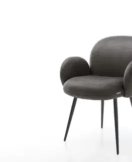 Jedálenské stoličky DELIFE Jedálenská stolička Nube-Flex s opierkami mikrovlákno antracitová vintage 4-nohá zúžená čierna vrecková pružina