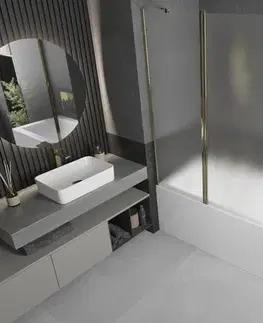 Sprchové dvere MEXEN - Flip vaňová zástena 1-krídlo 120x150, dekor, zlato 894-120-101-50-30