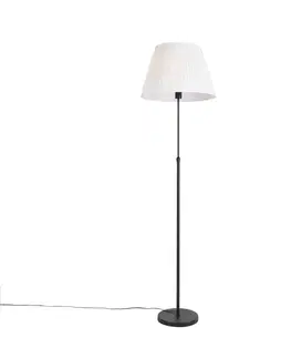 Stojace lampy Stojaca lampa čierna so skladaným tienidlom krémová 45 cm nastaviteľná - Parte