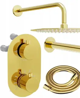 Vaňové panely MEXEN/S - Kai DR70 podomietkový vaňový SET s výtokovou hubicou + slim sprcha 25, zlatý 77602DR70251-50