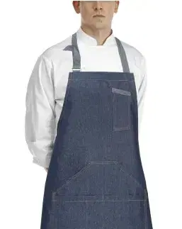 Oblečenie, obuv a doplnky EGOCHEF Kuchárska zástera EGOchef ku krku s vreckami - jeans