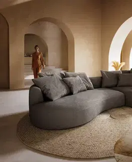 Veľké pohovky DELIFE Veľká pohovka Edina 330x170 cm bouclé mäkký tmavobéžová
