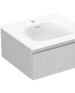 Kúpeľňový nábytok MEXEN/S - Rivel kúpeľňová skrinka 50 cm s umývadlom Vela, 1 šuplík, reliéf, šedá mat/biela mat 91A20-05023-1-BF62-W23M01
