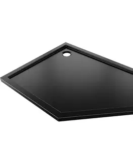 Vane MEXEN - Flow päťboká sprchová vanička slim ľavá 100 x 80, čierna mat 46P708010L
