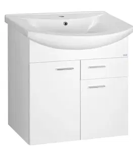 Kúpeľňový nábytok AQUALINE - ZOJA umývadlová skrinka 61,5x74x32cm, 2x dvierka, 1x zásuvka, biela 51065A
