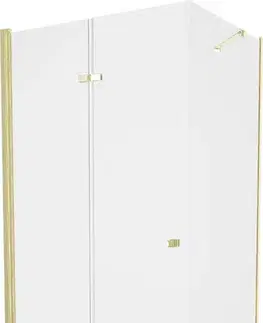 Vane MEXEN/S - Lima sprchovací kút zalamovacie dvere 90 x 100, transparent, zlatý + Flat čierna vanička so sifónom 856-090-100-50-00-4070G