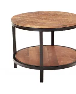 Konferenčné stolíky Okrúhly konferenčný stolík Retro 60x45x60 indický masív mango
