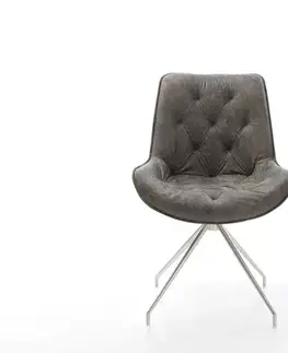 Jedálenské stoličky DELIFE Jedálenská stolička Taimi-Flex mikrovlákno sivá vintage krížová podstava zúžená nerezová oceľ