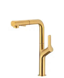 Kuchynské drezy KFA KFA - DUERO DESIGN drezová batéria s otočnou vyťahovacou sprchou, brúsené zlato 6623-220-31