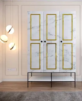 Šatňové skrine Šatníková skriňa Martin 3 - White, Black, Gold