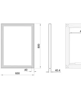 Kúpeľňové zrkadlá SAPHO - GANO zrkadlo s LED osvetlením v ráme 60x80cm, čierna LG260