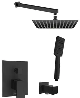 Kúpeľňové batérie SAPHO SAPHO - GINKO podomietkový sprchový set s pákovou batériou, 2 výstupy, čierna matná 1101-42B-01