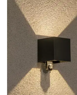 Záhradné lampy BRILAGI - LED vonkajšie nástenné svietidlo so senzorom CUBE LED/6W/230V čierne IP65 WO-HR60432S-LED-OEM
