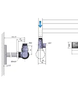 Radiátory do kúpeľne SAPHO - CORNER COMBI pripojovacia sada ventilov termostatická, pravé prevedenie, chróm CP3022S