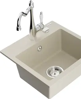 Kuchynské drezy MEXEN/S MEXEN/S - Milo granitový drez 1-miska vrátane batérie Carla, béžová 6505-69-670700-00