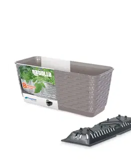 Kvetináče a truhlíky NABBI DRL400PW plastový balkónový kvetináč 38,6 cm mocca