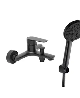Kúpeľňové batérie Vanová baterie SAT Mood s vanovým setem 150 mm černá matná SATBSMOOD222CSET1 SATBSMOOD222CSET1