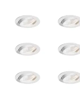 Zapustené svietidlá Sada 6 zapustených bodových svetiel biela 9,5 cm vrátane LED 1300 lm stmievateľné IP65 - Gaius