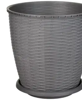 Záhrada Kvetináč RATTAN  6 L sivý
